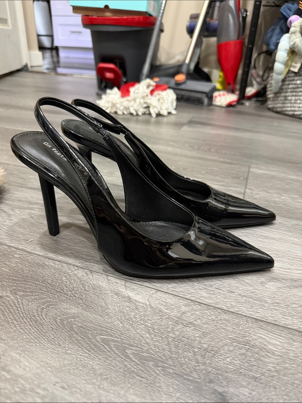 ASOS Black Patent Pointed Slingback Heels